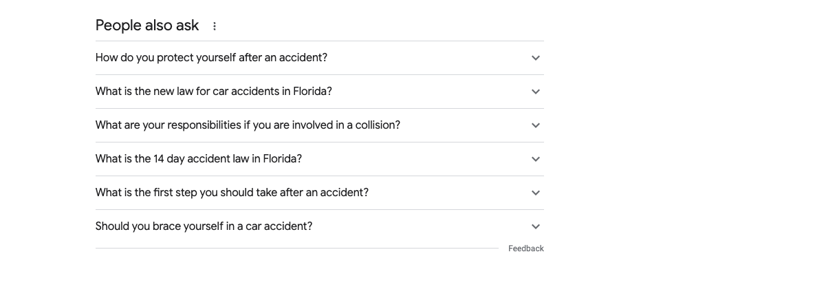 People Also Ask SERP for attorneys